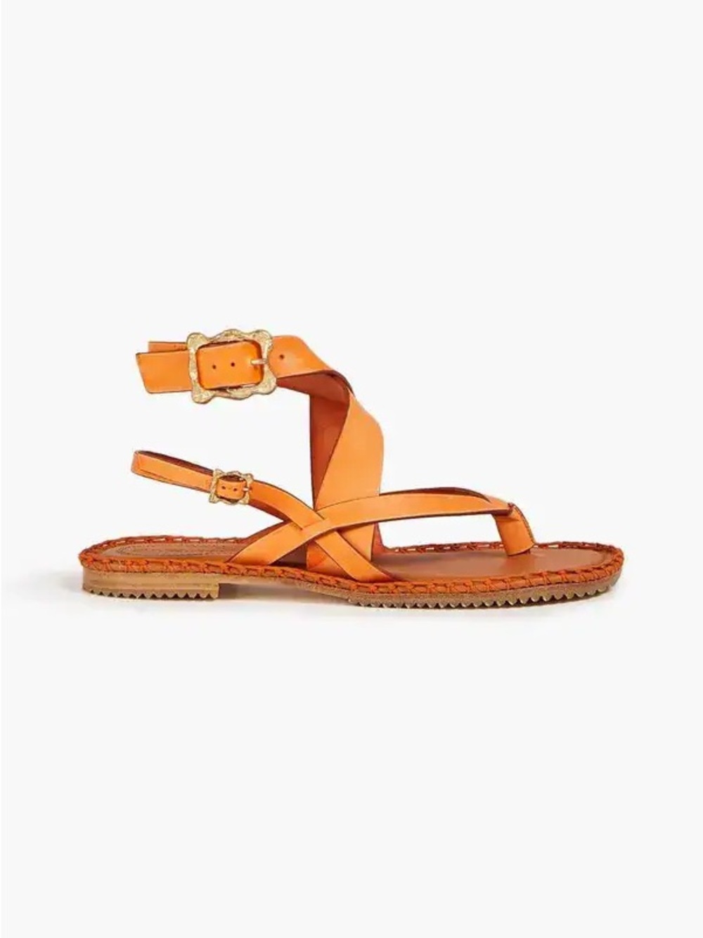 Zimmermann Orange Leather Crisscross Ankle-Strap Sandals Made in Spain